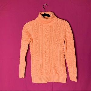 Croft & Barrow Pink/Salmon Cable Knit Turtleneck long sleeve Sweater - Medium